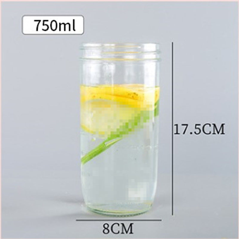 Beverage cup thickened glass bottle water cup wholesale net mahogany cover mason cup cold drink oat juice coffee cup