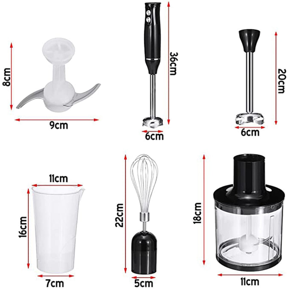 Electric Blender 4 In 1 Stainless Steel Stick Hand Blender Mixer Food Processor Egg Whisk Smoothie Cup Juicer Meat Grinder